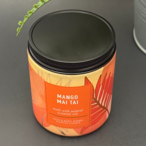 BBW Mango Mai Tai Bath & Body Works Mason Jar Single Wick Candle - Picture 4 of 10